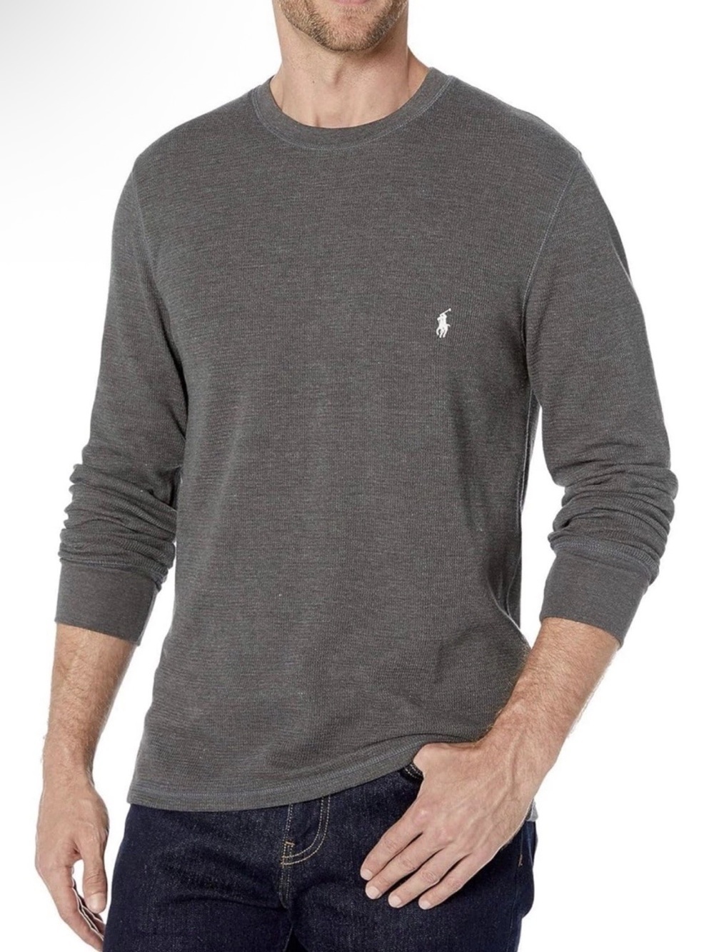Polo Ralph Lauren Waffle Knit Men’s Thermal Henley 2xl Grey Muscle Dadcore